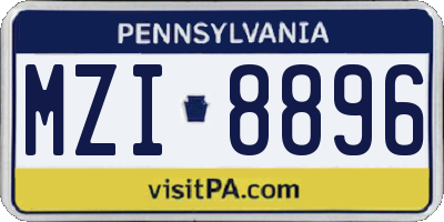PA license plate MZI8896