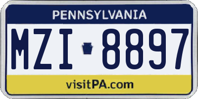 PA license plate MZI8897