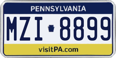 PA license plate MZI8899