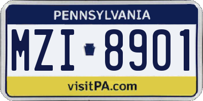 PA license plate MZI8901