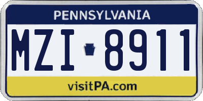 PA license plate MZI8911