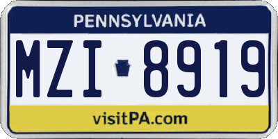 PA license plate MZI8919