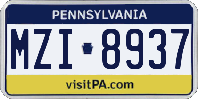 PA license plate MZI8937