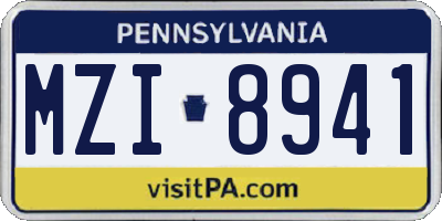 PA license plate MZI8941