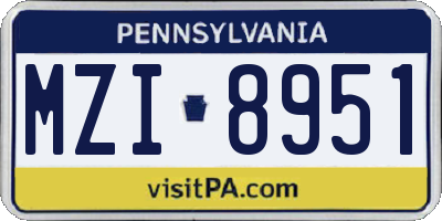 PA license plate MZI8951