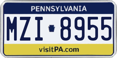 PA license plate MZI8955
