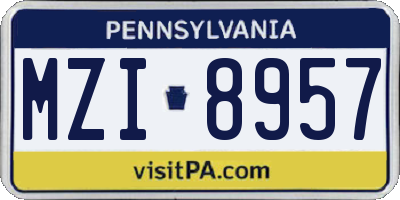 PA license plate MZI8957