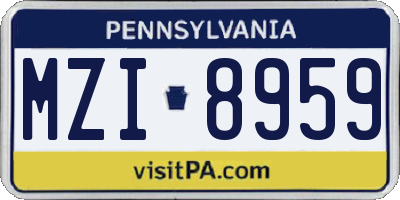 PA license plate MZI8959