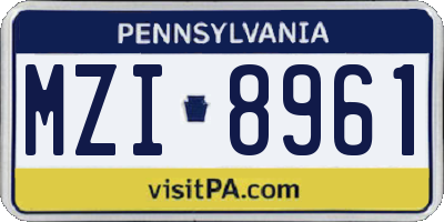 PA license plate MZI8961