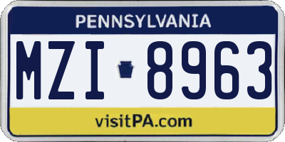 PA license plate MZI8963