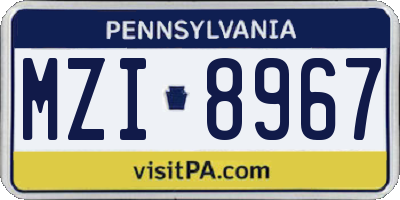 PA license plate MZI8967