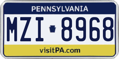 PA license plate MZI8968