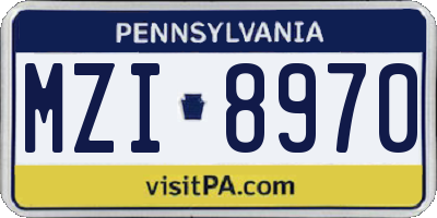 PA license plate MZI8970
