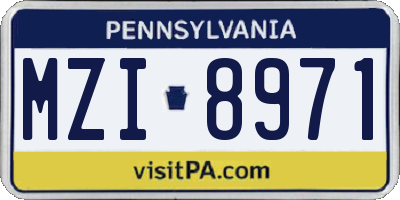 PA license plate MZI8971
