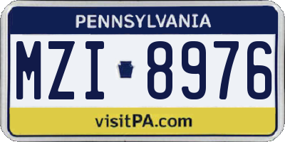 PA license plate MZI8976