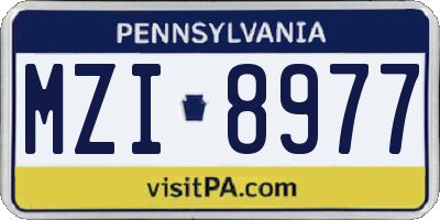 PA license plate MZI8977