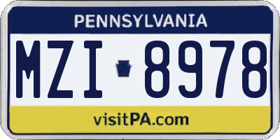 PA license plate MZI8978