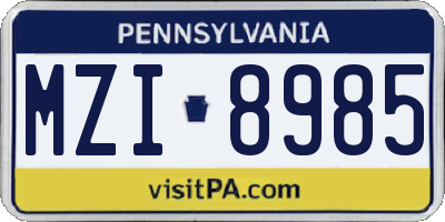 PA license plate MZI8985