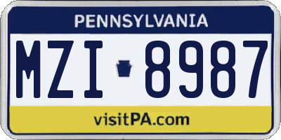 PA license plate MZI8987