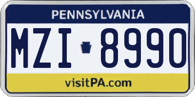 PA license plate MZI8990