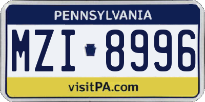 PA license plate MZI8996