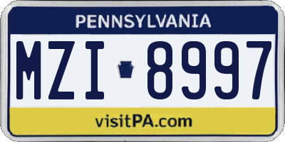 PA license plate MZI8997