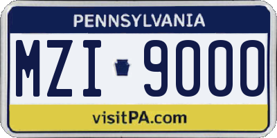 PA license plate MZI9000