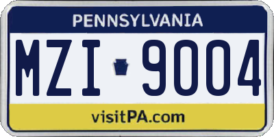 PA license plate MZI9004