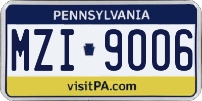 PA license plate MZI9006