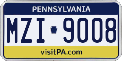 PA license plate MZI9008