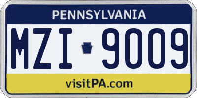 PA license plate MZI9009