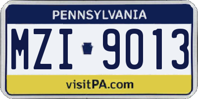 PA license plate MZI9013