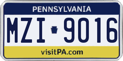 PA license plate MZI9016