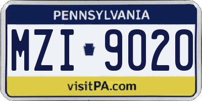 PA license plate MZI9020