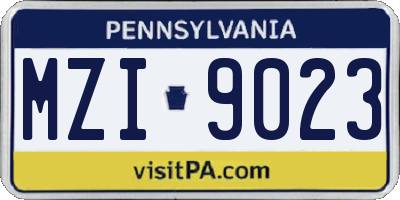 PA license plate MZI9023