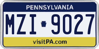 PA license plate MZI9027