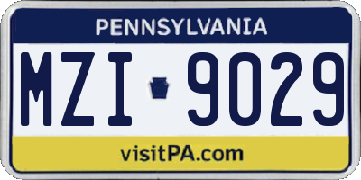 PA license plate MZI9029