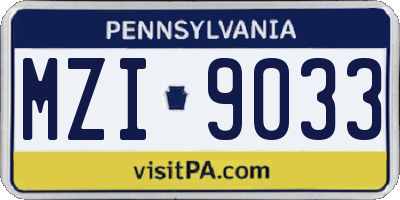 PA license plate MZI9033