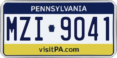 PA license plate MZI9041