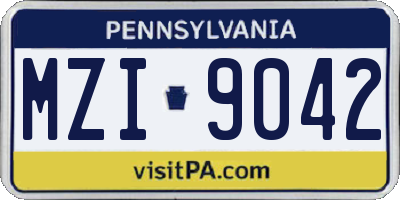 PA license plate MZI9042