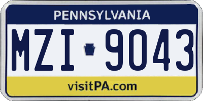 PA license plate MZI9043