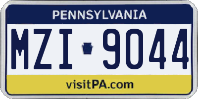 PA license plate MZI9044