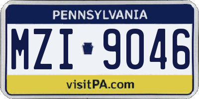 PA license plate MZI9046