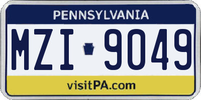 PA license plate MZI9049
