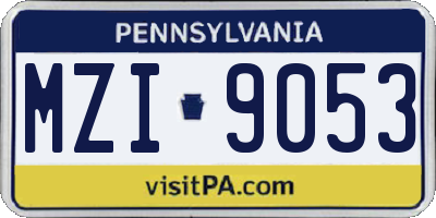 PA license plate MZI9053