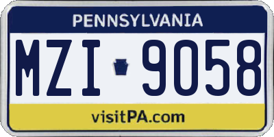 PA license plate MZI9058