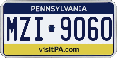 PA license plate MZI9060