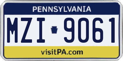 PA license plate MZI9061