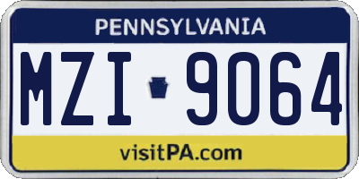 PA license plate MZI9064