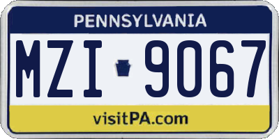 PA license plate MZI9067